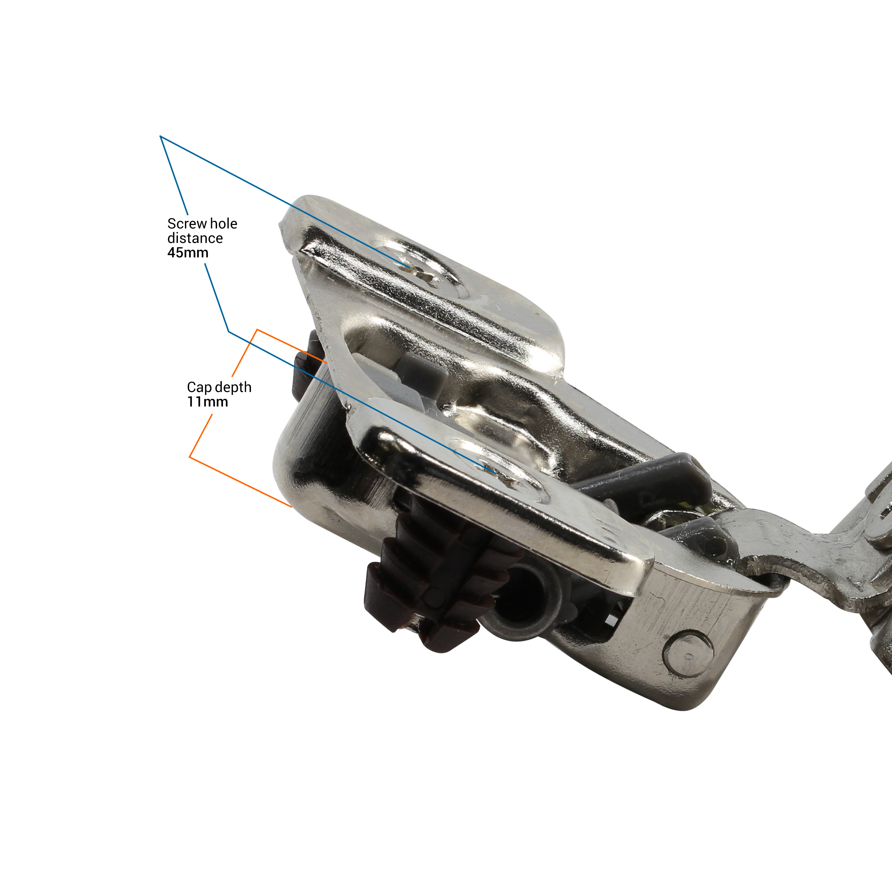 DTC 11/4" Overlay Soft Close 105 Degree 2 Cam Press In Face Frame